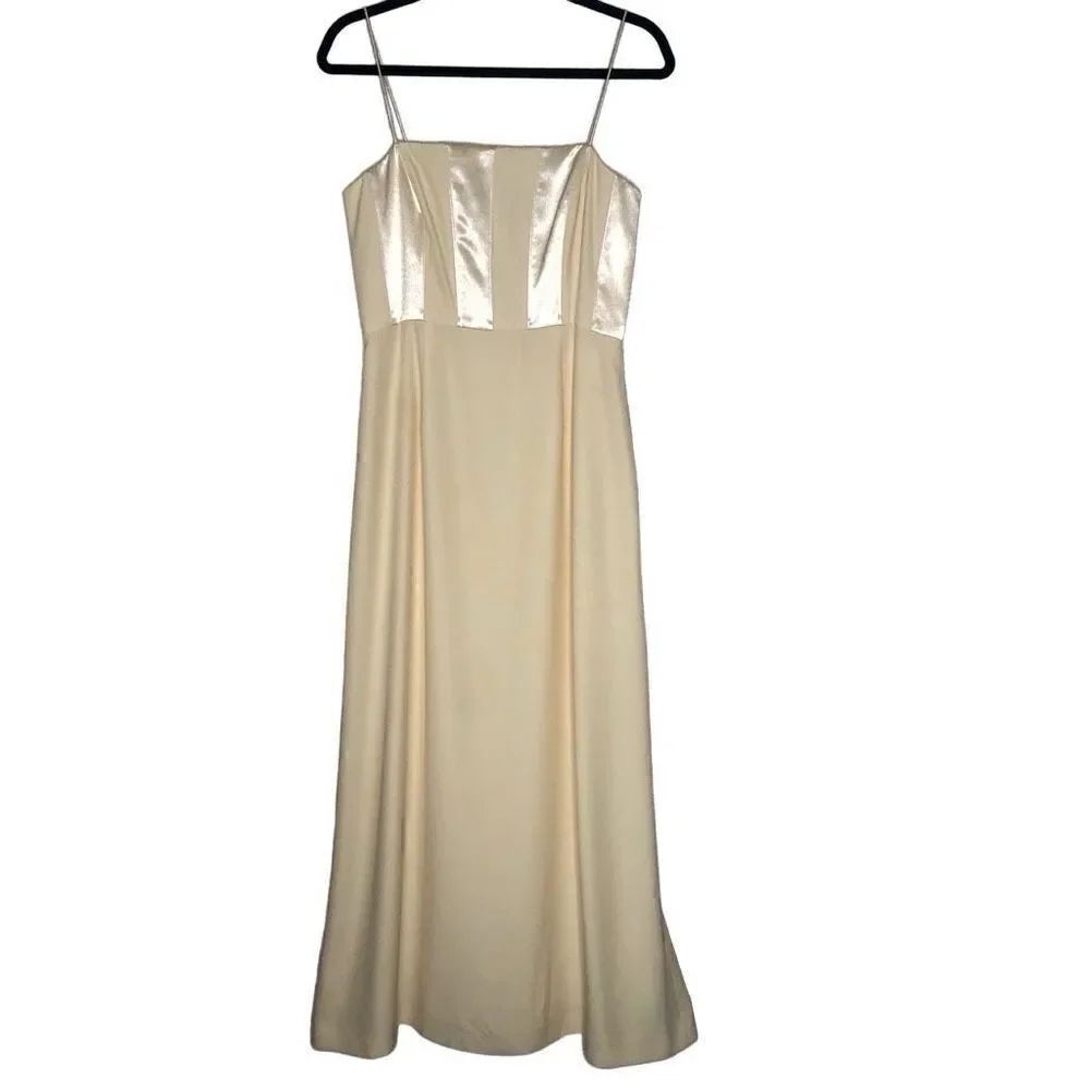 Vtg Adrianna Papell Occasion Butter Yellow Spaghetti Strap Dress Party/Wedding